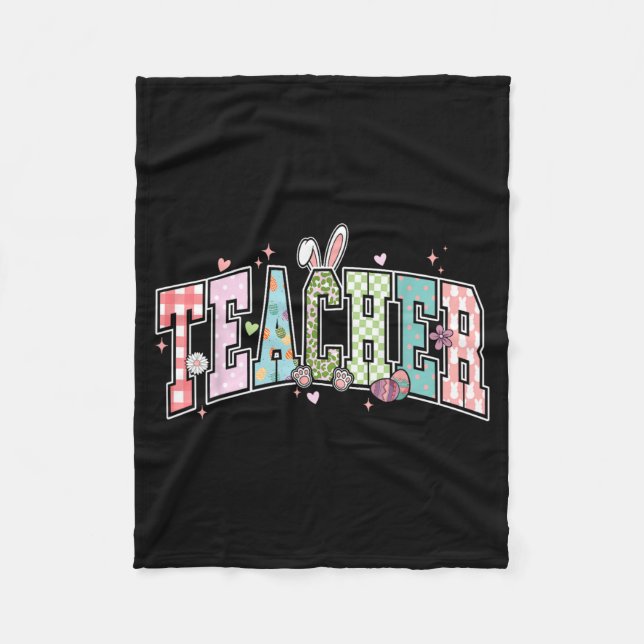 Teacher Easter Day Funny Teacher Rabbit Fleece Blanket (Front)