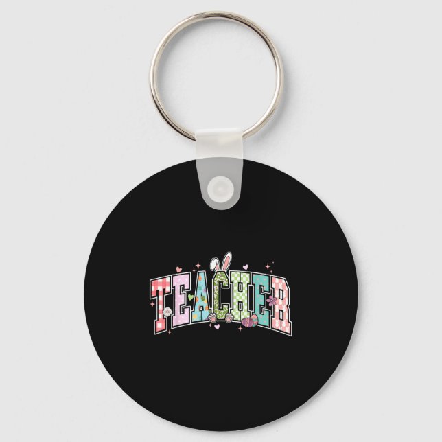 Teacher easter day funny teacher rabbit  key ring (Front)