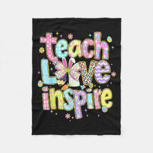 Teacher easter day teach love inspire bunny spring fleece blanket