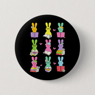 Teacher Easter Reading Bunnies Book Lover Bunny 6 Cm Round Badge