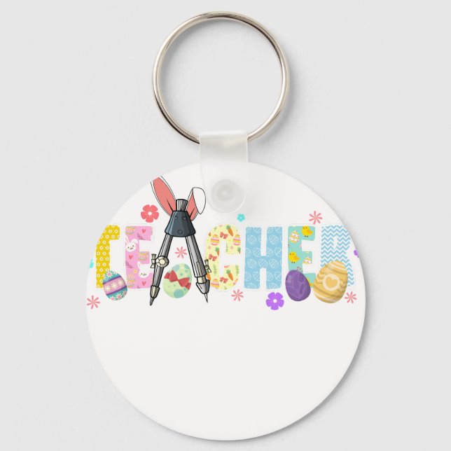 teacher easter, retro, vintage key ring (Front)