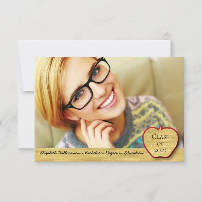 Teacher Education Degree Graduation Photo Announcement (Front)