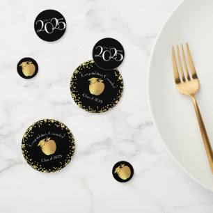Teacher Education Graduation Black Gold Confetti