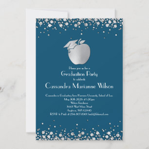Teacher Education Graduation Blue Silver Invitation