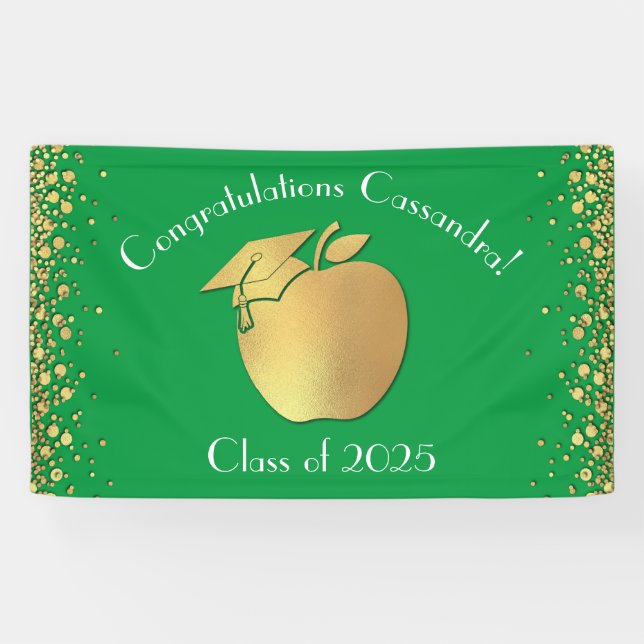 Teacher Education Graduation Green Gold Banner (Horizontal)