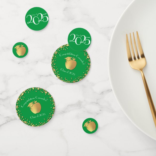 Teacher Education Graduation Green Gold Confetti (Group)