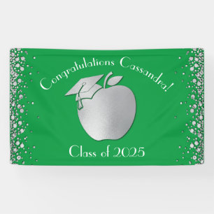 Teacher Education Graduation Green Silver Banner