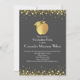 Teacher Education Graduation Grey Gold Invitation