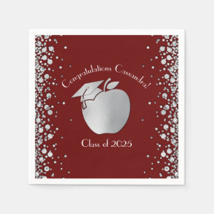 Teacher Education Graduation Maroon Silver  Napkin