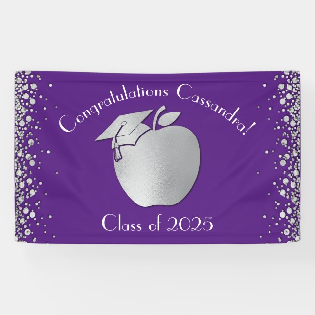 Teacher Education Graduation Purple Silver Banner (Horizontal)
