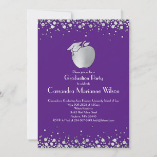 Teacher Education Graduation Purple Silver Invitation