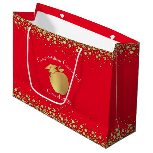 Teacher Education Graduation Red Gold Large Gift Bag
