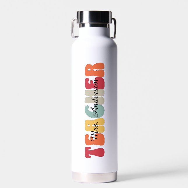 Teacher-Education-Teaching-Retro-Funny Water Bottle (Front)
