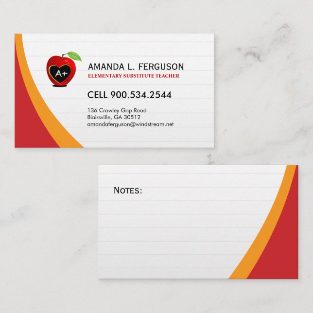 Teacher - Educator Business Card (Front/Back)