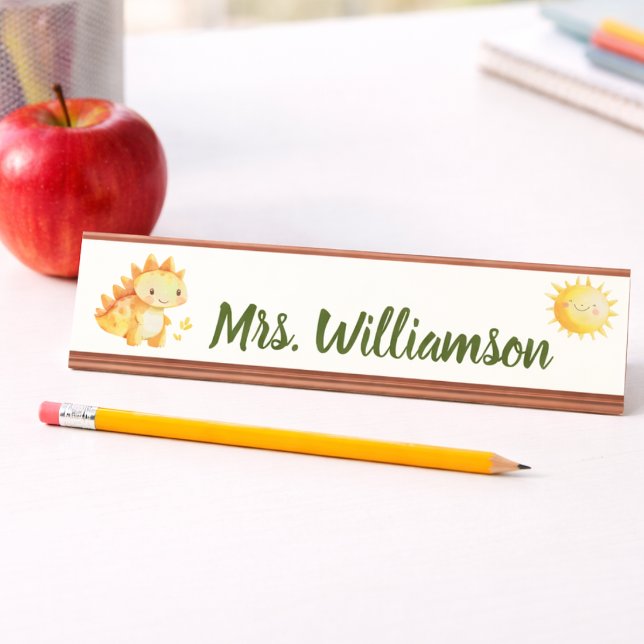 Teacher Educator Classroom Dinosaur Desk Name Plate (Playful! desktop name plate featuring a friendly dinosaur design, perfect for brightening any desk.!)