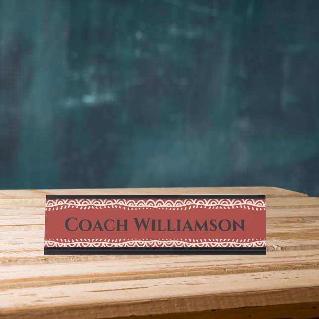 Teacher Educator Coach Professional African Decor Desk Name Plate (African Pattern Desk Sign For Coach, Teacher and Professional)