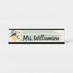 Teacher Educator Island Tropical Flower Desk Name Plate