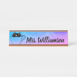 Teacher Educator Professional Cat Kitten Desk Name Desk Name Plate