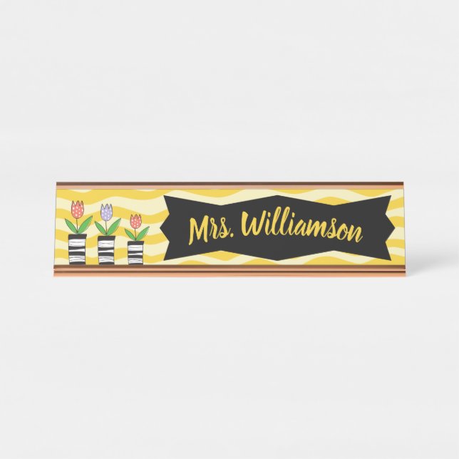 Teacher Educator Professional Flowers Desk Name Plate (Front)