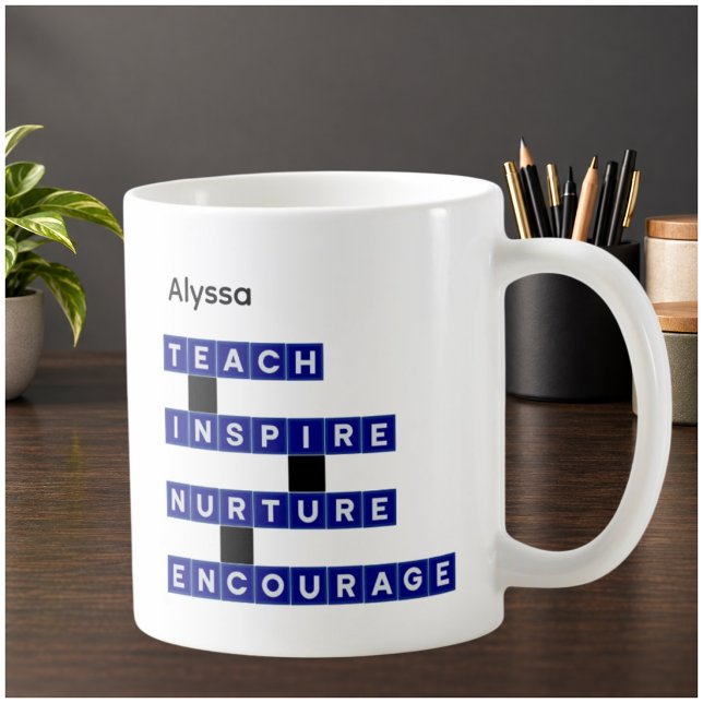 Teacher Educator Values Blue Black Personalised Coffee Mug (Creator Uploaded)
