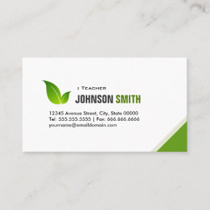 Teacher - Elegant Modern Green Business Card