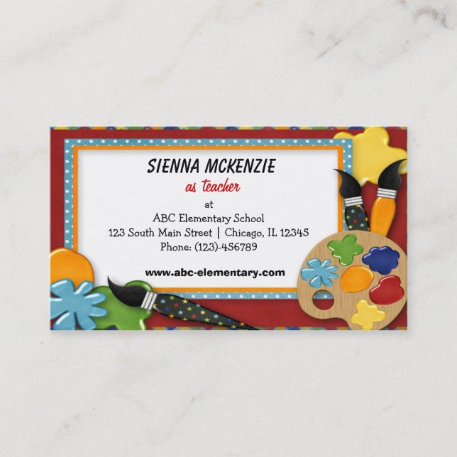 Teacher Elementary School Business Card (Front)