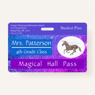 Teacher Elementary School Hall Pass Custom ID Badge