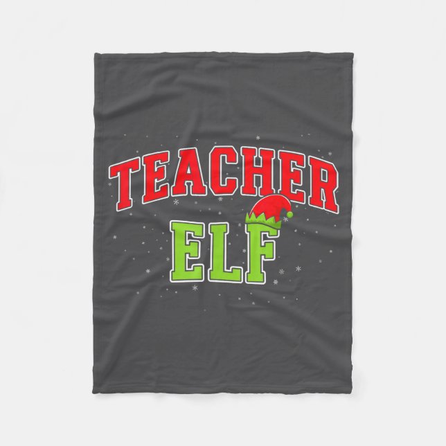 Teacher Elf Christmas Family Matching Group Xmas T Fleece Blanket (Front)