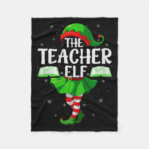 Teacher Elf Christmas Girls Women Elf Squad Xmas F Fleece Blanket