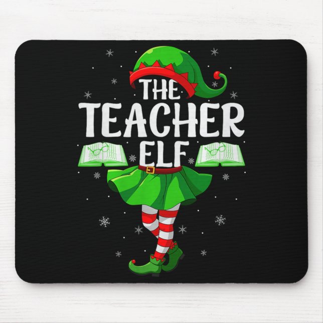 Teacher Elf Christmas Girls Women Elf Squad Xmas F Mouse Pad (Front)