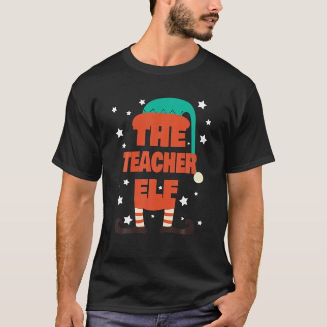 Teacher Elf Christmas Pajama - Teacher Matching Fa T-Shirt (Front)