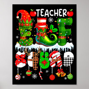Teacher Elf Squad Xmas Colorful Elf Hat Scute Ss C Poster