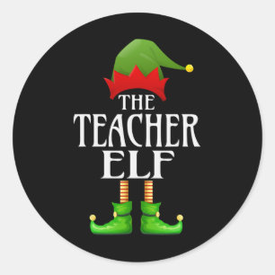 Teacher Elf Xmas Funny Family Matching Group Chris Classic Round Sticker