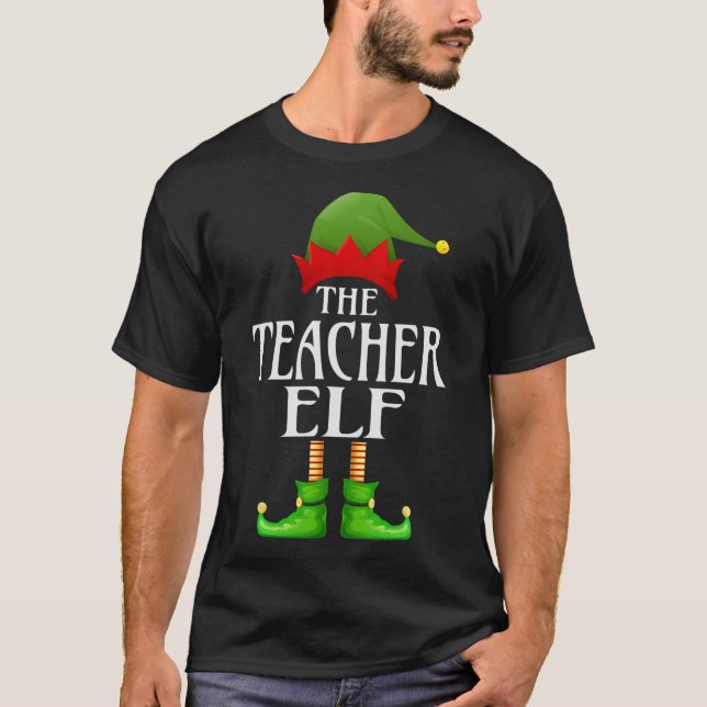 Teacher Elf Xmas Funny Family Matching Group Chris T-Shirt (Front)