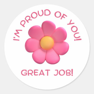  teacher encouragement, pink flower cute classic round sticker