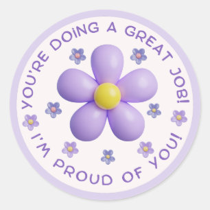 teacher encouragement, purple chic flowers cute classic round sticker