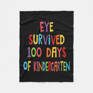 Teacher Eye Survived 100 Days Of Kindergarten Kids Fleece Blanket