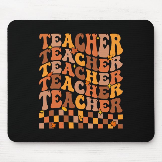 Teacher Fall Autumn Vibes Back To School Maple Lea Mouse Pad (Front)