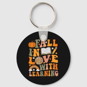 Teacher Fall Shirt Retro Autumn Thanksgiving Pumpk Key Ring
