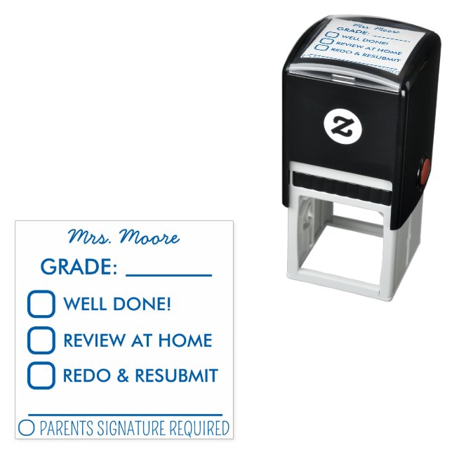 Teacher Feedback Students Homework Review Custom Self-inking Stamp (In Situ)