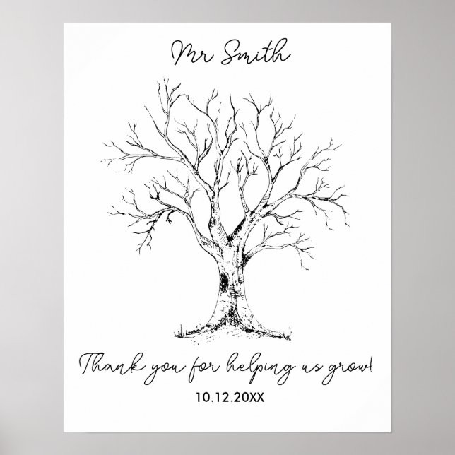 Teacher fingerprint hand drawn tree "help us grow! poster (Front)