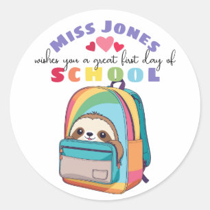 teacher first day of term class welcome classic round sticker