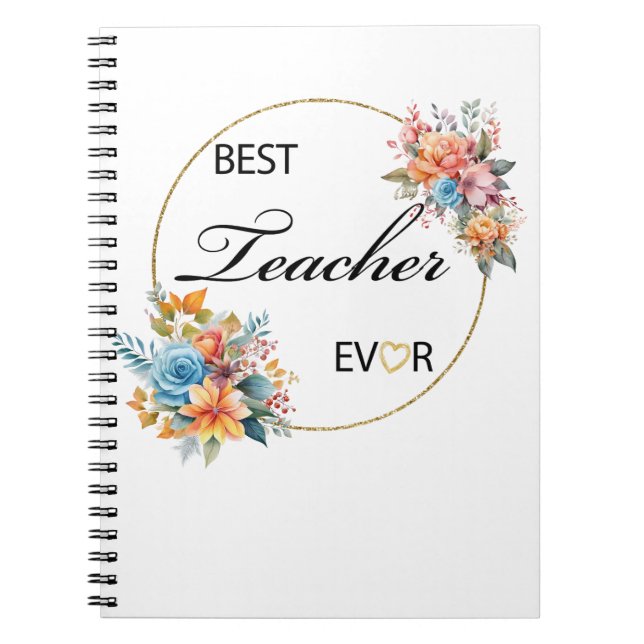 Teacher Floral Watercolor Notebook (Front)