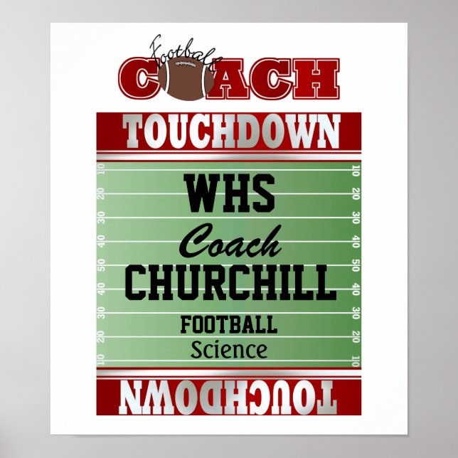 Teacher Football Coach Sign - Door Poster - SRF (Front)