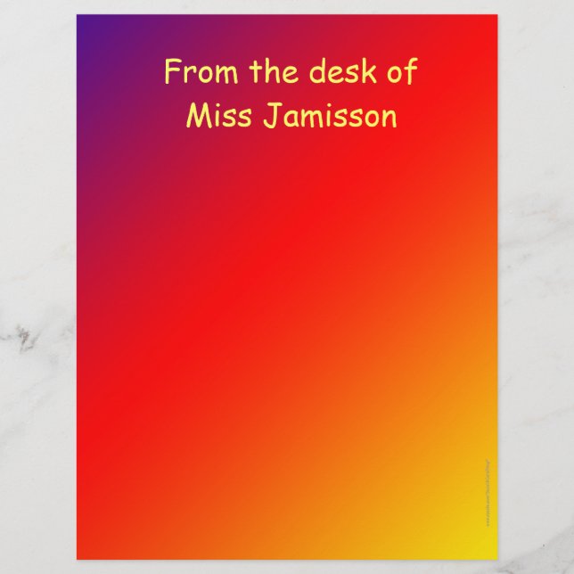 Teacher From Desk, Vivid Rainbow Stationery Paper (Front)
