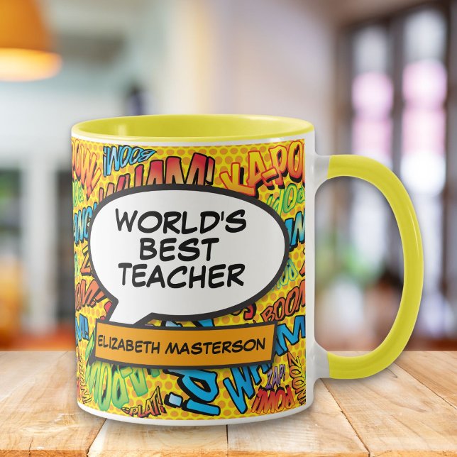 Teacher Fun Retro Comic Book Speech Bubble Mug (Creator Uploaded)