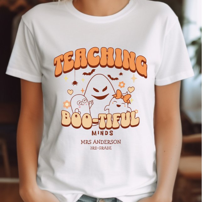 Teacher Ghost Halloween - Teaching Boo-tiful Minds T-Shirt (Creator Uploaded)