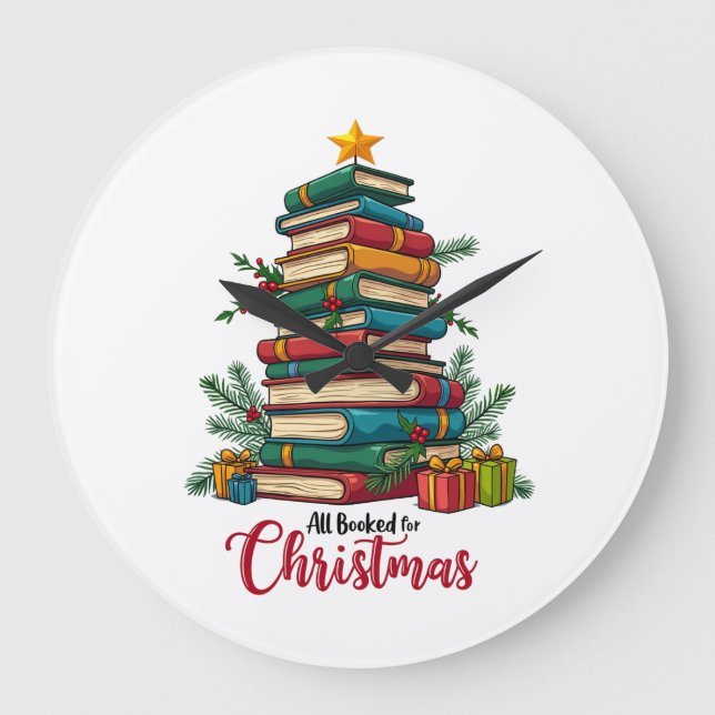 Teacher Gift | All Booked For Christmas Large Clock (Front)