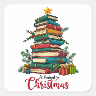 Teacher Gift | All Booked For Christmas Square Sticker