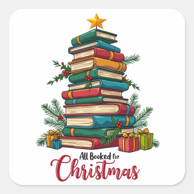 Teacher Gift | All Booked For Christmas Square Sticker (Front)